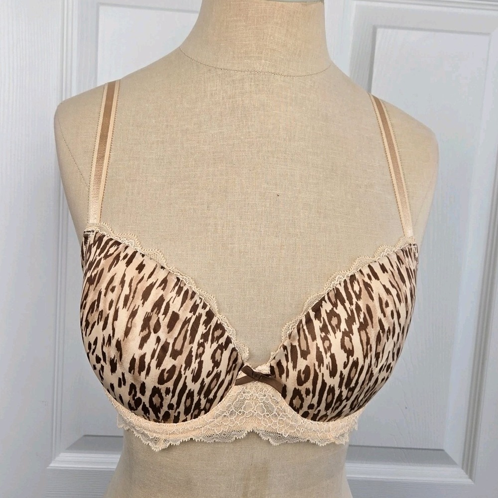 Victoria's‎ Secret Dream Angels Lined Demi Bra Size 32DD Leopard Underwire Beige